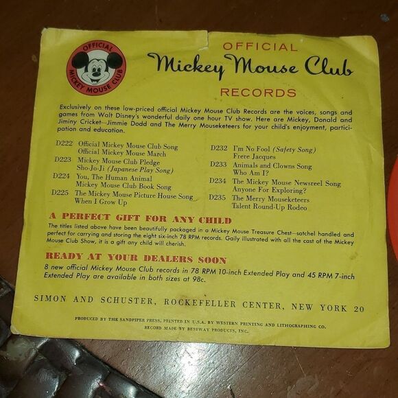 Vintage Walt Disney I'm No Fool and Frere Jacques Vinyl Orange D232A - Picture 3 of 7